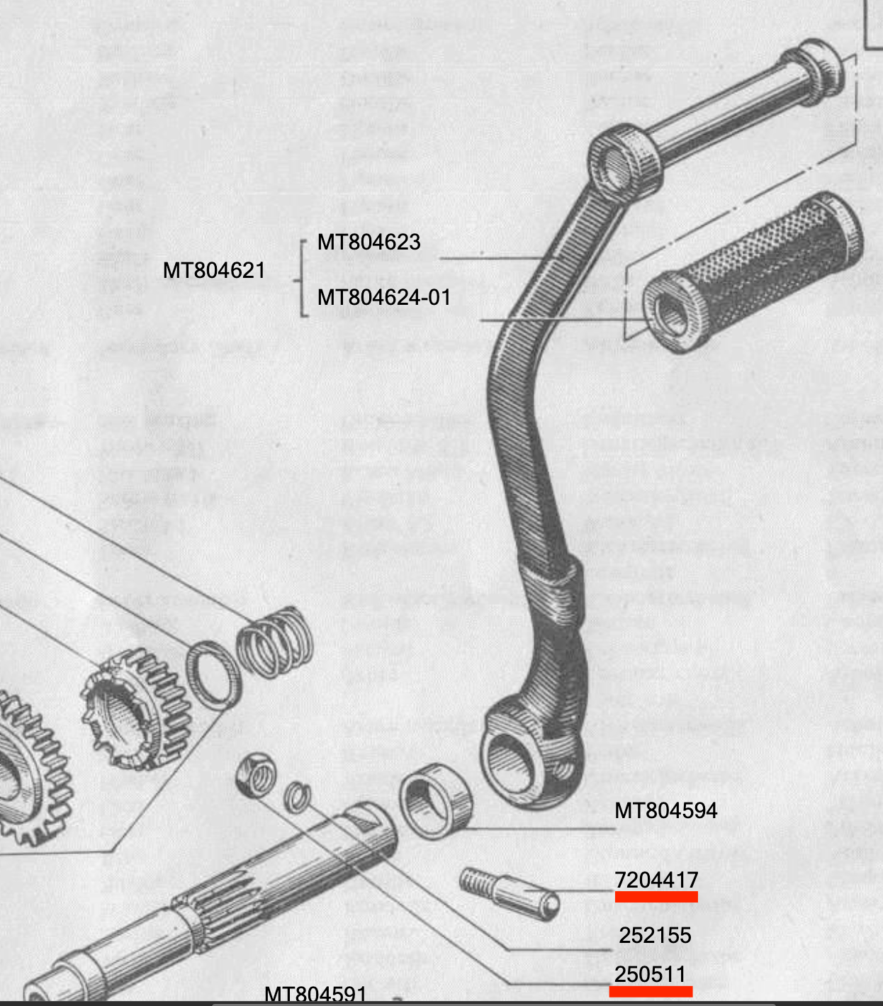 Klin kopniaka startera Dniepr, K-750, Ural, M-72 skrzynia biegów