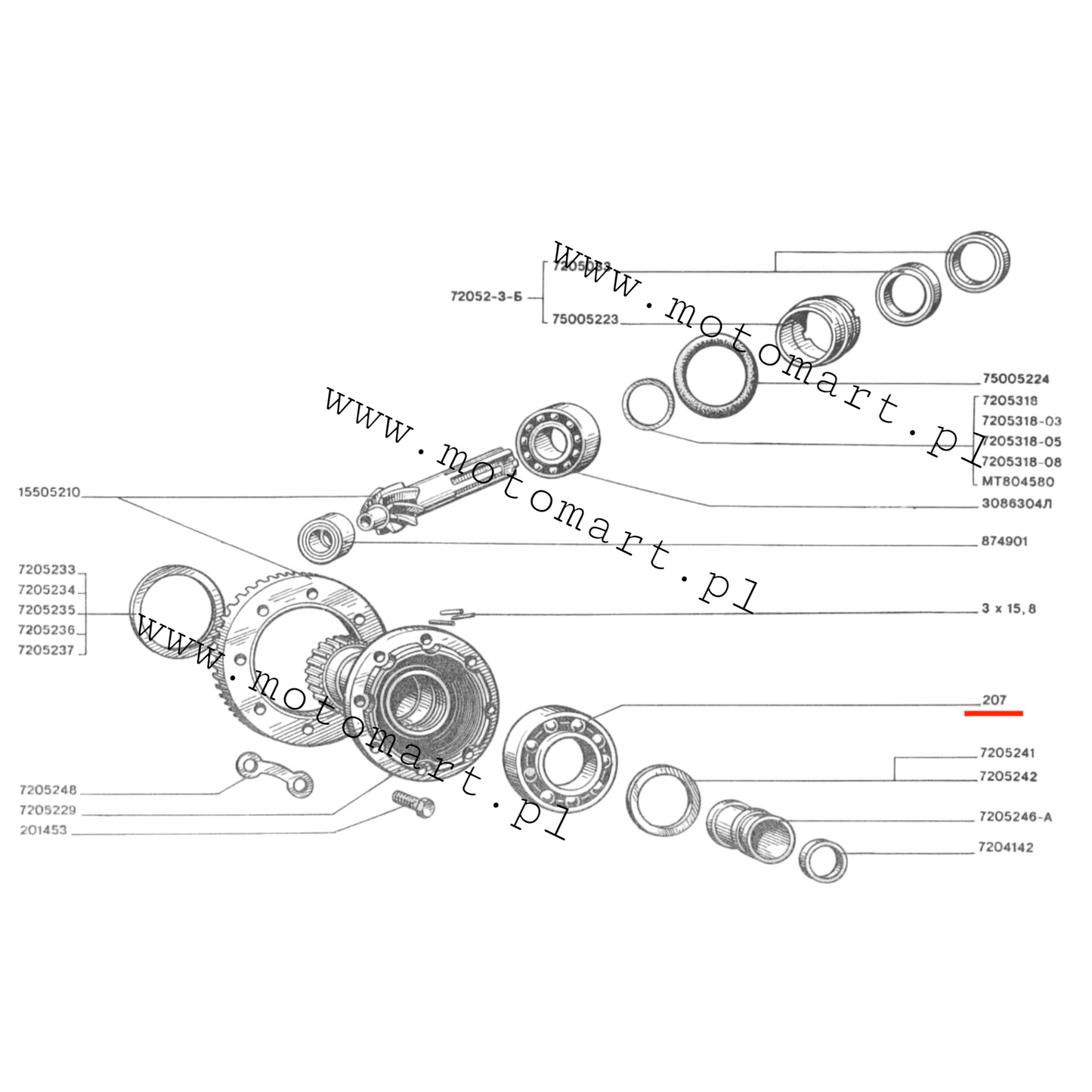 ŁOŻYSKO zabieraka 207 Dniepr MT Ural K750 M72 atak dyfer przekładnia lozysko