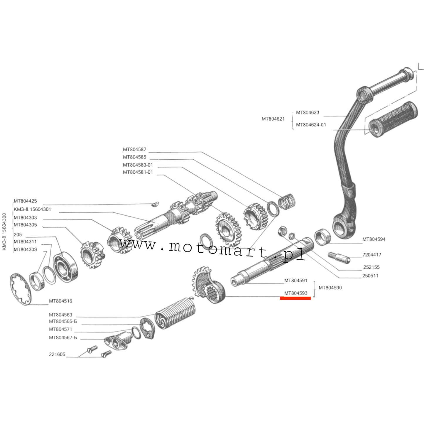 Półksiężyc skrzynia Dniepr MT M72 K750 kopniak ORYGINAL starter