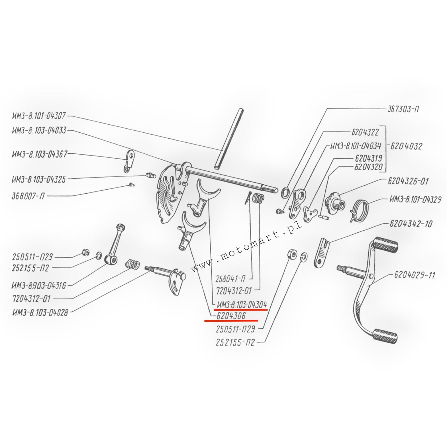 Widełki skrzynia biegów Ural, K750, M72 przesuwka WODZIK