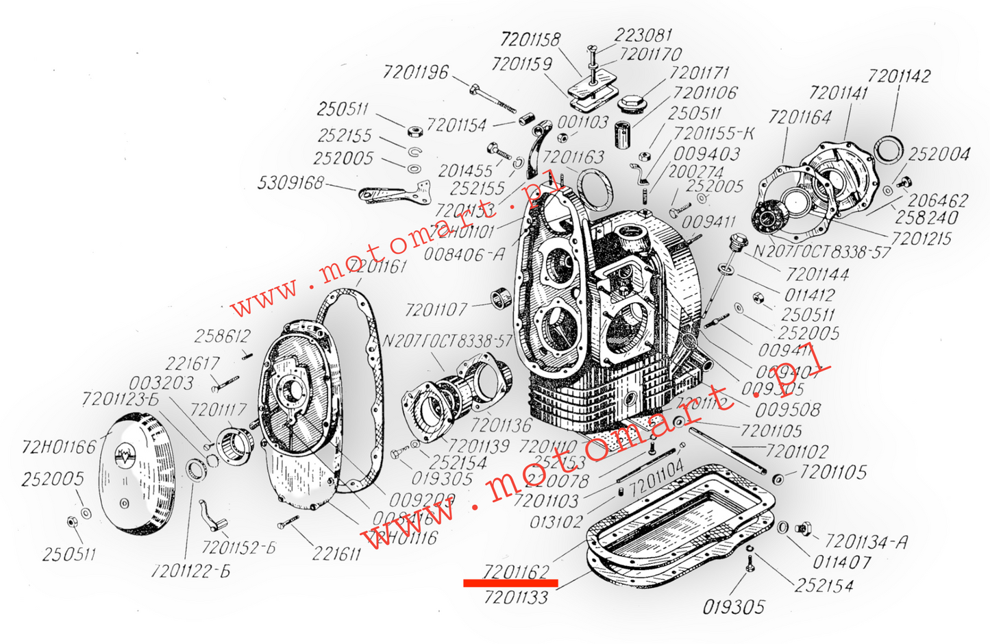 Oil pan gasket K-750 Ural M-72 MW 750 oil pan washer