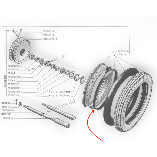 WHEEL APRON 19 INCH THICK WIDE rubber M72 K750 URAL DNIEPR rubber band
