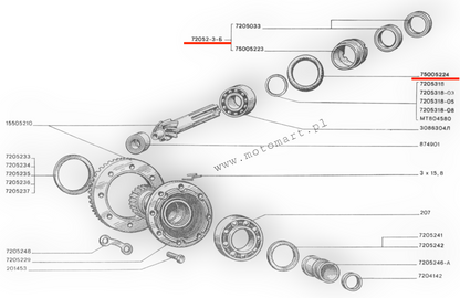 Differentialschraube M-72 K750 URAL DNIEPR Schraubenmutter für Differential + Dichtungsringe O-Ring