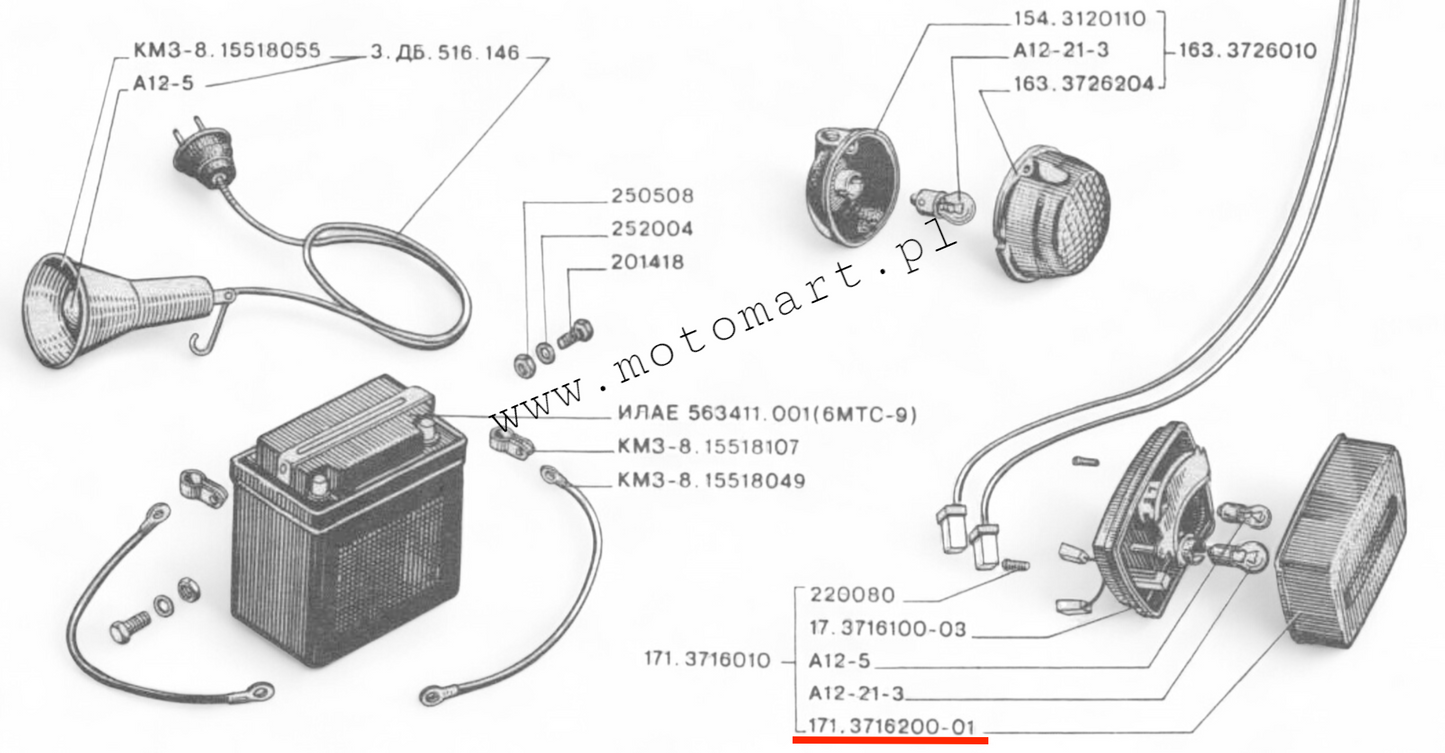KLOSZ LAMPKI STOPU DNIEPR MT-10 MT-11 MT-16 lampa tylna tylny ORYGINAŁ