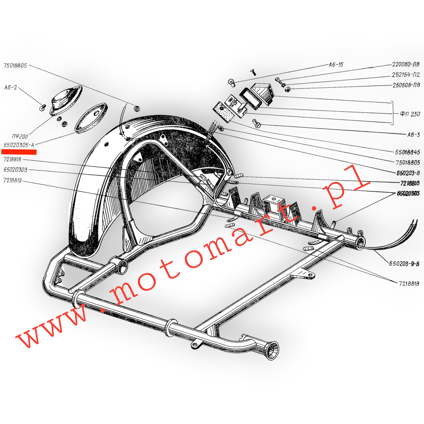 Rubber under the Dnieper MT K750 Ural stroller lamp, basket washer, fender outline