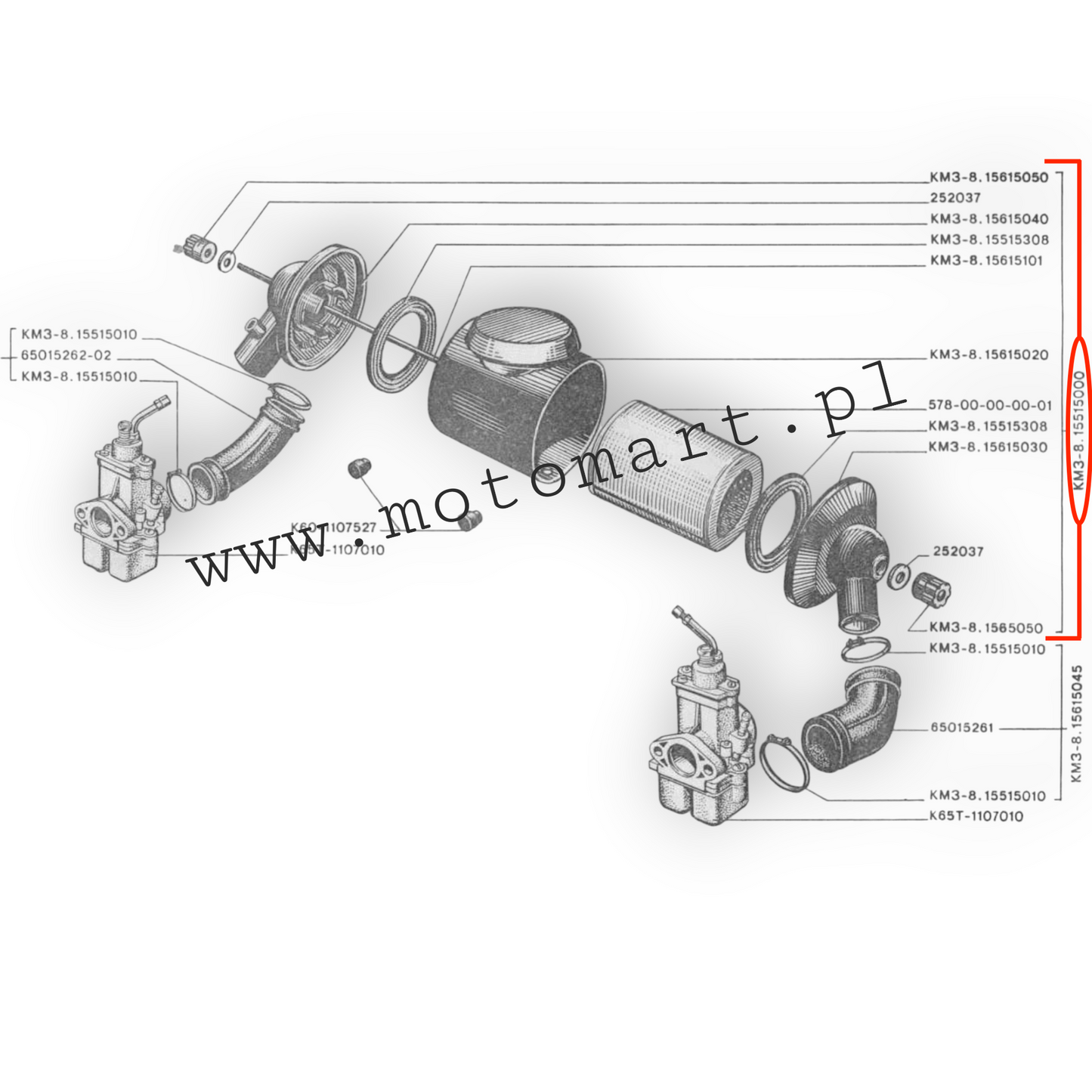 KOMPLENTY Filtr powietrza Dniepr MT-11 MT-16 Obudowa filtra + WKLAD