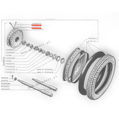 DNIEPR K750 Speichennippel-Felge, Aluminium, Trommel, Weiß, 120 mm