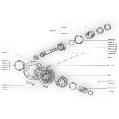 Dnjepr Ural K750 M-72 Differential-Distanzscheiben, Unterlegscheiben, Dichtungen, Distanzstück